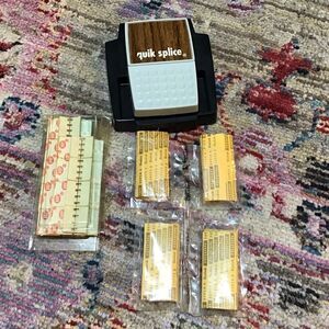 Quick Splice, vintage, film reel, splicing kit, and five packs of splicing tape